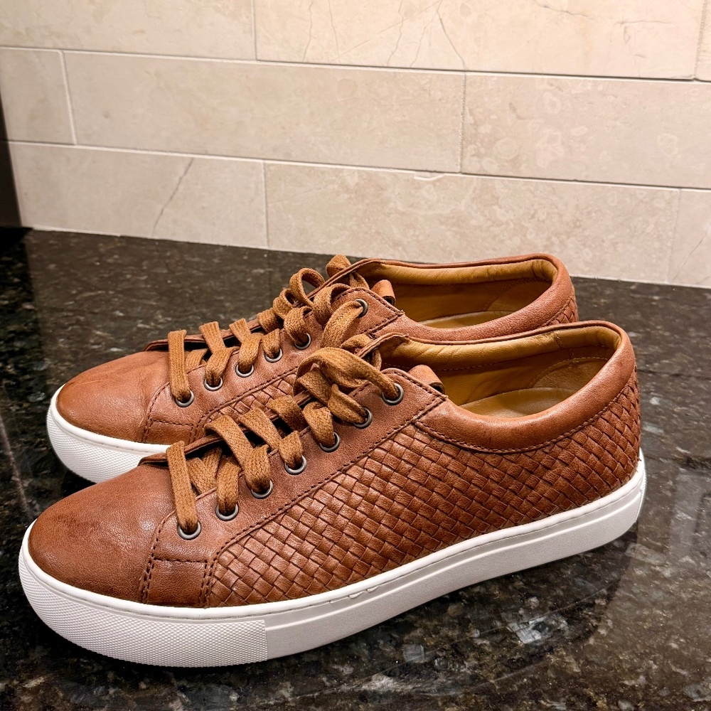 Johnston & Murphy Men's Banks Woven Lace-to-Toe Leather Sneakers – Tan